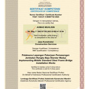 Pelaksana Lapangan Pekerjaan Pemasangan Jembatan Rangka Baja Standar Madya