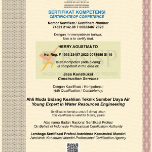 Ahli Muda Bidang Keahlian Teknik Sumber Daya Air