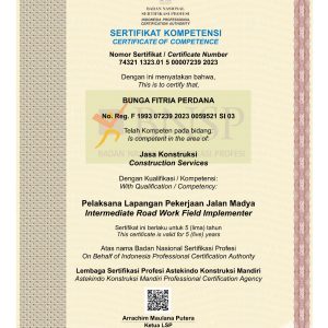 Pelaksana Lapangan Pekerjaan Jalan Madya