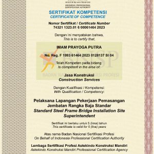 Pelaksana Lapangan Pekerjaan Pemasangan Jembatan Rangka Baja Standar