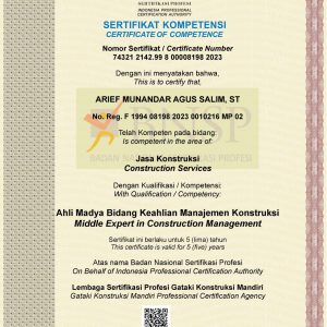 Ahli Madya Bidang Keahlian Manajemen Konstruksi