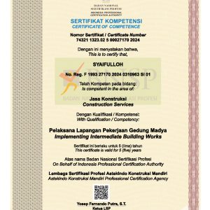 Pelaksana Lapangan Pekerjaan Gedung Madya