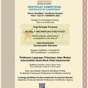 Pelaksana Lapangan Pekerjaan Jalan Madya