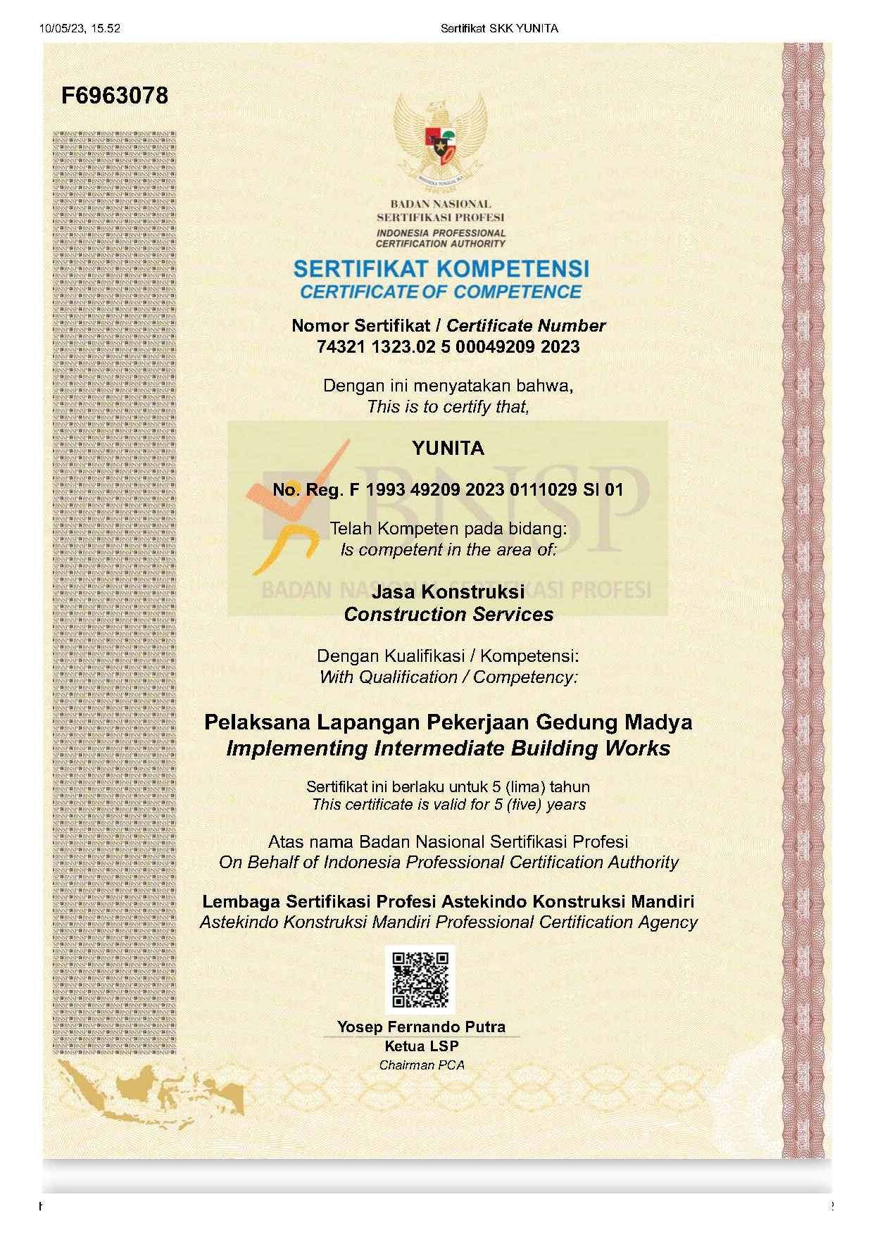 Pelaksana Lapangan Pekerjaan Gedung Madya