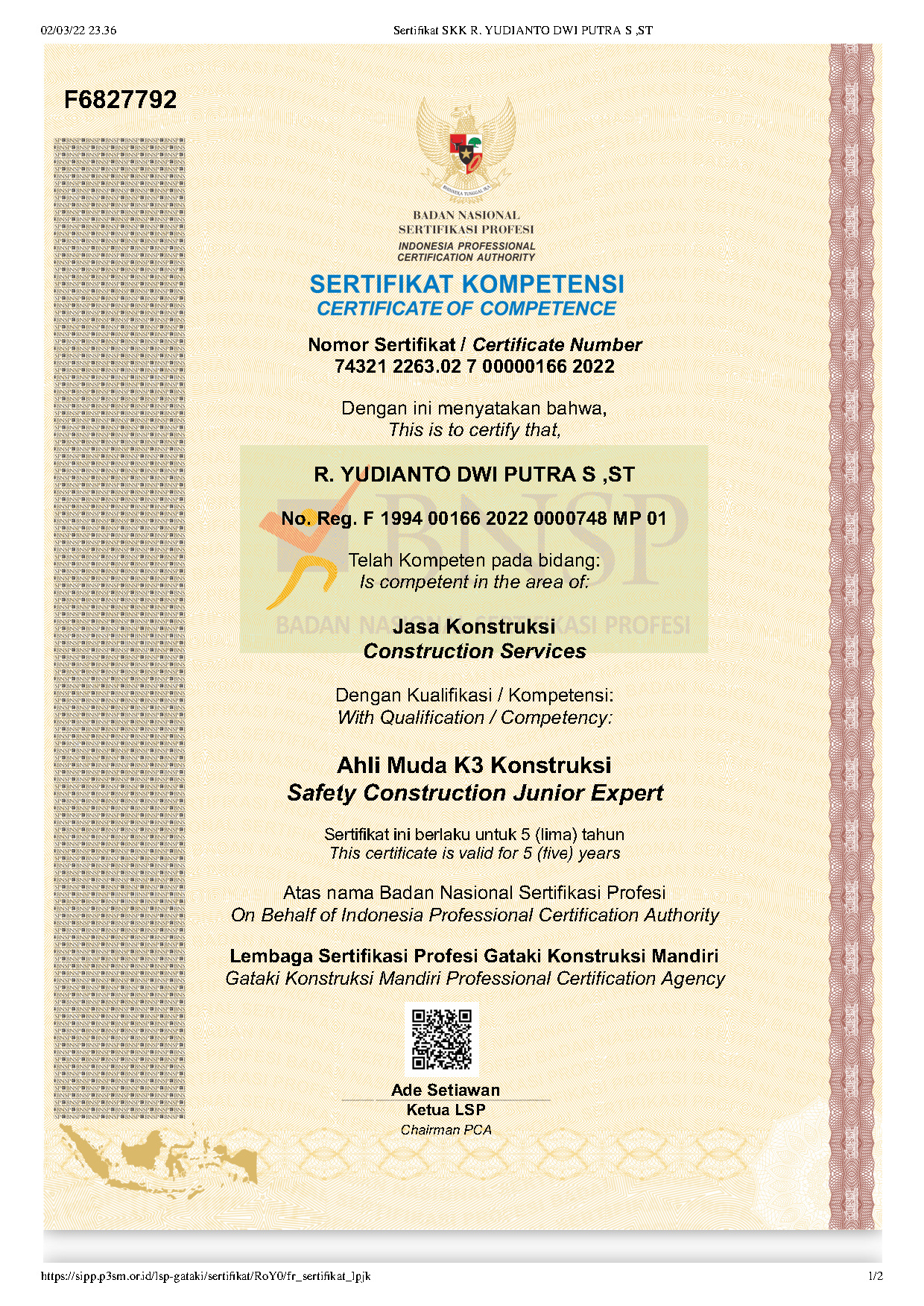 Ahli Muda K3 Konstruksi