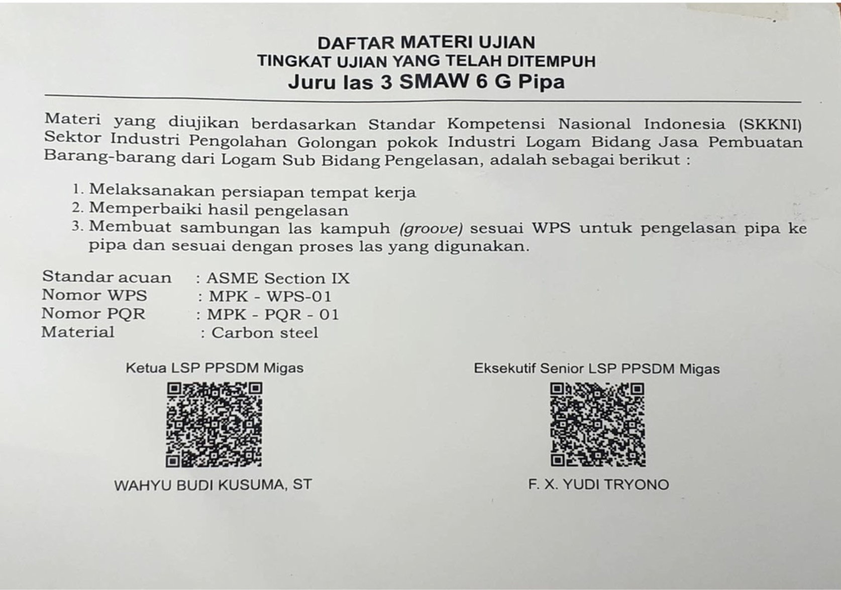 Juru LAS 3 SMAW 6 G Pipa